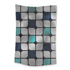 Pattern Abstrat Geometric Blue Grey Small Tapestry by alllovelyideas