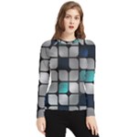 Pattern Abstrat Geometric Blue Grey Women s Long Sleeve Rash Guard