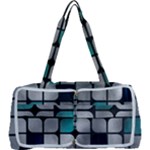 Pattern Abstrat Geometric Blue Grey Multi Function Bag