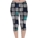 Pattern Abstrat Geometric Blue Grey Velvet Capri Leggings 