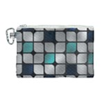 Pattern Abstrat Geometric Blue Grey Canvas Cosmetic Bag (Large)