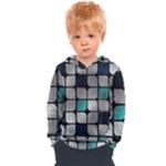 Pattern Abstrat Geometric Blue Grey Kids  Overhead Hoodie