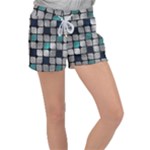 Pattern Abstrat Geometric Blue Grey Velour Lounge Shorts