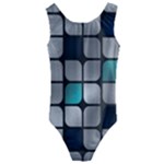 Pattern Abstrat Geometric Blue Grey Kids  Cut-Out Back One Piece Swimsuit