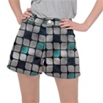 Pattern Abstrat Geometric Blue Grey Ripstop Shorts