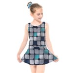 Pattern Abstrat Geometric Blue Grey Kids  Skater Dress Swimsuit