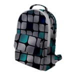 Pattern Abstrat Geometric Blue Grey Flap Pocket Backpack (Large)