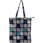 Pattern Abstrat Geometric Blue Grey Double Zip Up Tote Bag