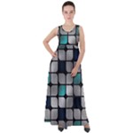 Pattern Abstrat Geometric Blue Grey Empire Waist Velour Maxi Dress