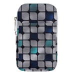 Pattern Abstrat Geometric Blue Grey Waist Pouch (Small)