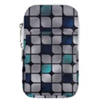 Pattern Abstrat Geometric Blue Grey Waist Pouch (Large)