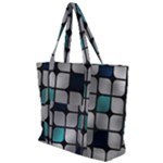 Pattern Abstrat Geometric Blue Grey Zip Up Canvas Bag