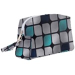 Pattern Abstrat Geometric Blue Grey Wristlet Pouch Bag (Large)