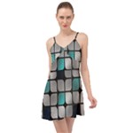Pattern Abstrat Geometric Blue Grey Summer Time Chiffon Dress