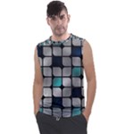 Pattern Abstrat Geometric Blue Grey Men s Regular Tank Top