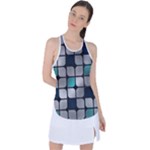 Pattern Abstrat Geometric Blue Grey Racer Back Mesh Tank Top