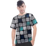 Pattern Abstrat Geometric Blue Grey Men s Sport Top