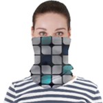 Pattern Abstrat Geometric Blue Grey Face Seamless Bandana (Adult)