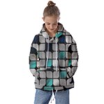 Pattern Abstrat Geometric Blue Grey Kids  Oversized Hoodie