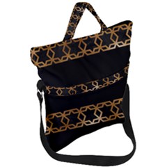 Pattern Geometric Gold Black Fold Over Handle Tote Bag by alllovelyideas