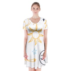 Pattern Mystic Short Sleeve V-neck Flare Dress by alllovelyideas