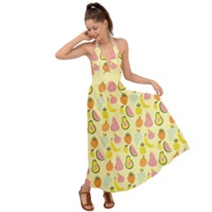 Tropical Fruits Pattern  Backless Maxi Beach Dress by gloriasanchez
