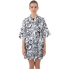 Squiggles Half Sleeve Satin Kimono  by SychEva