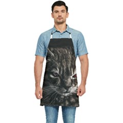 Creepy Kitten Portrait Photo Illustration Kitchen Apron by dflcprintsclothing