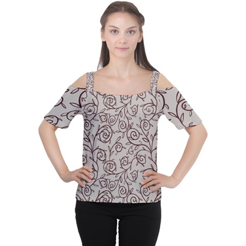 Curly Lines Cutout Shoulder Tee by SychEva