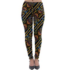 Electric Neon Lines Pattern Design Lightweight Velour Leggings by dflcprintsclothing