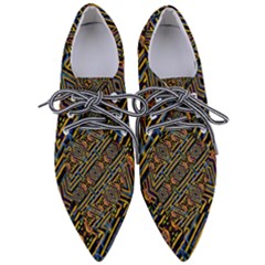 Electric Neon Lines Pattern Design Pointed Oxford Shoes by dflcprintsclothing