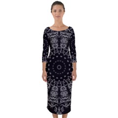 Gothic Mandala Quarter Sleeve Midi Bodycon Dress by MRNStudios