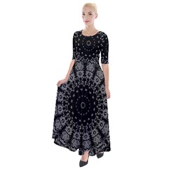 Gothic Mandala Half Sleeves Maxi Dress by MRNStudios