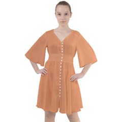Cantaloupe Orange Boho Button Up Dress by FabChoice