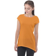 Deep Saffron Orange Cap Sleeve High Low Top by FabChoice
