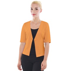 Deep Saffron Orange Cropped Button Cardigan by FabChoice