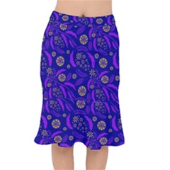 Folk Flowers Art Pattern Floral Abstract Surface Design  Seamless Pattern Short Mermaid Skirt by Eskimos