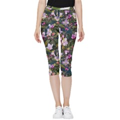 Apple Blossom  Inside Out Lightweight Velour Capri Leggings  by SychEva