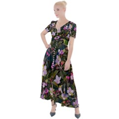 Apple Blossom  Button Up Short Sleeve Maxi Dress by SychEva