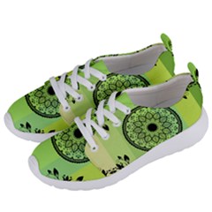 Green Grid Cute Flower Mandala Women s Lightweight Sports Shoes by Magicworlddreamarts1