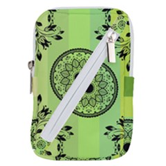 Green Grid Cute Flower Mandala Belt Pouch Bag (small) by Magicworlddreamarts1
