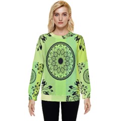 Green Grid Cute Flower Mandala Hidden Pocket Sweatshirt by Magicworlddreamarts1