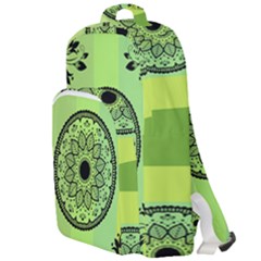 Green Grid Cute Flower Mandala Double Compartment Backpack by Magicworlddreamarts1