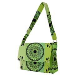 Green Grid Cute Flower Mandala Full Print Messenger Bag (m) by Magicworlddreamarts1