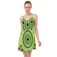 Green Grid Cute Flower Mandala Summer Time Chiffon Dress by Magicworlddreamarts1