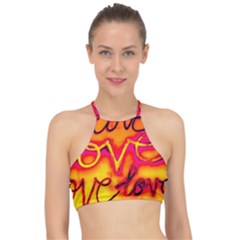  Graffiti Love Racer Front Bikini Top