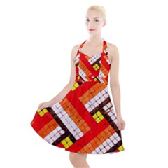 Pop Art Mosaic Halter Party Swing Dress  by essentialimage365