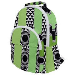  Green Check Pattern, Vertical Mandala Rounded Multi Pocket Backpack by Magicworlddreamarts1