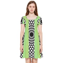  Green Check Pattern, Vertical Mandala Inside Out Cap Sleeve Dress by Magicworlddreamarts1