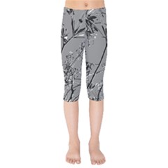 Grey Colors Flowers And Branches Illustration Print Kids  Capri Leggings  by dflcprintsclothing